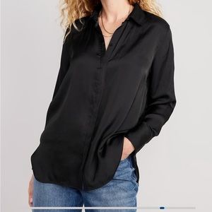 Black satin button down shirt - never worn!